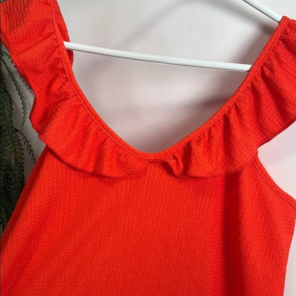 Orange Ruffled V-Neck Sundress - Picture 4 of 8